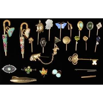 Various Vintage Gold Stick Pins