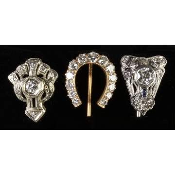 Three Vintage Diamond & Gold Stick Pins