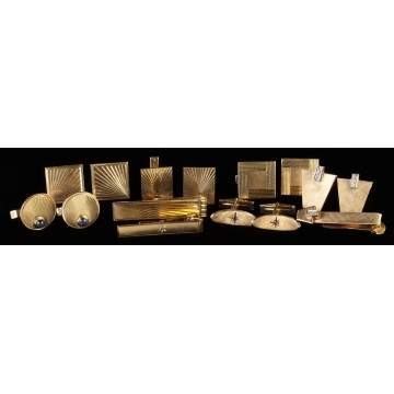 Collection of Vintage 14K Gold, Sapphire & Diamond Cuff Links & Tie Clips