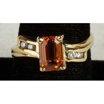 14K Gold, Columbian Emerald & Diamond Ring 