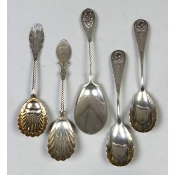 Five Silver Serving Spoons