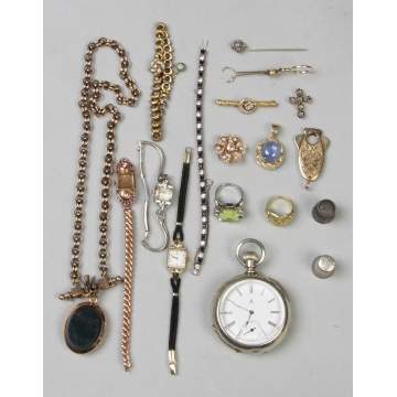 Group of Misc. Watches, Rings, Bracelets, Pins, etc.