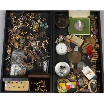 Misc. Costume Jewelry, Cuff Links, Medals, etc