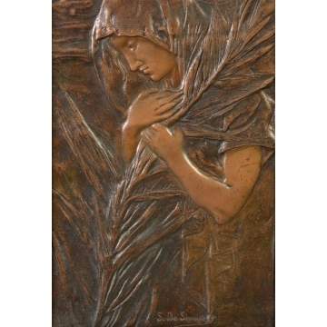 Salvatore DeSimone (1867-) Art Nouveau Bronze Relief Plaque