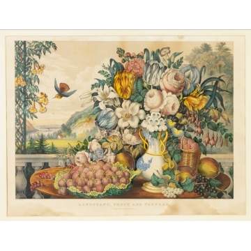 Currier & Ives "Landscape, Fruit & Flowers"