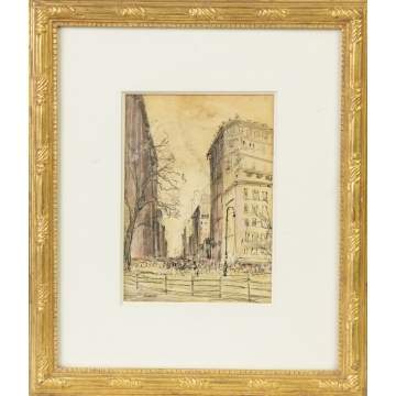 Everett Shinn (American, 1876-1953) "Madison Square Looking North"