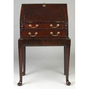 Queen Anne Style Diminutive Mahogany Desk on Frame