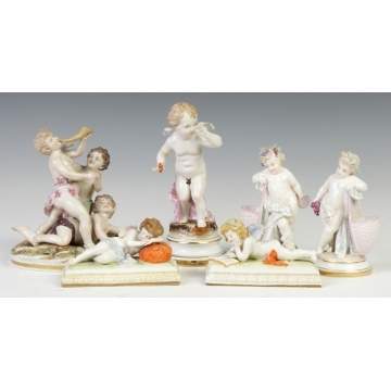 Group of German Hand Painted Porcelain Cherubs
