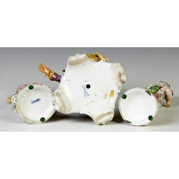 Two German Hand Painted Porcelain Figures together w/Meissen Figure