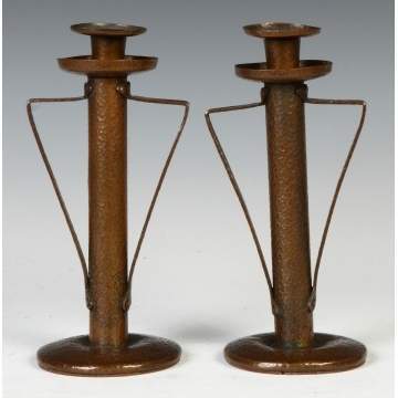 Pair of Hand Hammered Copper Candlesticks