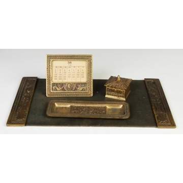 Unusual Gilded Bronze Tiffany Studios Desk Set