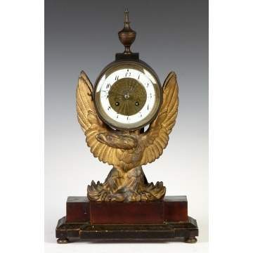 French Empire Carved & Gilded Eagle Shelf Clock