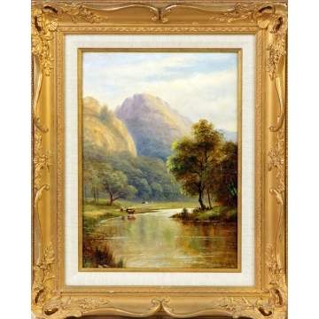 William Mason Brown (American, 1828 - 1898) Landscape w/Stream