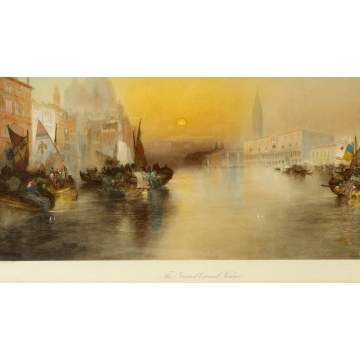 Thomas Moran Hand Colored Engraving "The Grand Canal Venice"