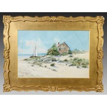William Louis Sonntag Jr.  (American, 1869-1898) Cottage on beach