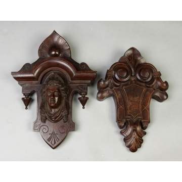 Pair of Victorian Carved Walnut Crests