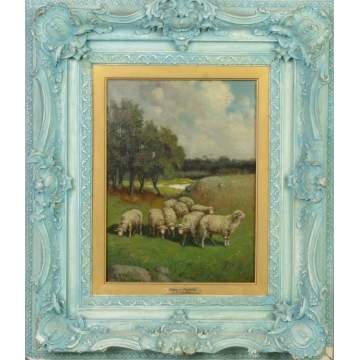 Charles T. Phelan (American, B. 1840 ) Sheep in pasture