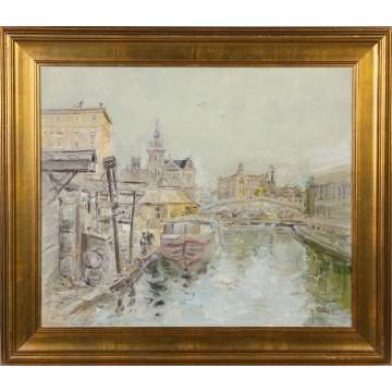 Edward Selmar Siebert (New York, 1856-1944) "Erie Canal, Rochester, NY"