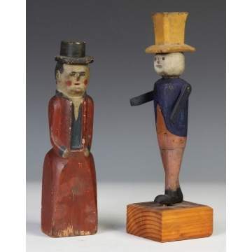 Two Carved & Painted Folk Art Figures