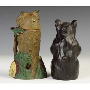 Cast Iron Turning Owl Mechanical Bank