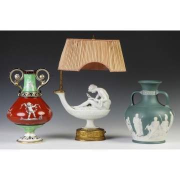 Porcelain Vase, Lamp & Metlach Vase