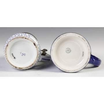 Two German Blue & White Porcelain Steins