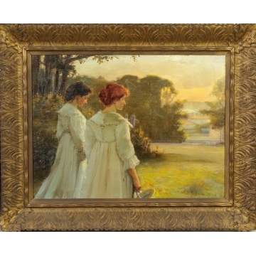 Walter Bonner Gash (British, 1869-1928) Painting of two women