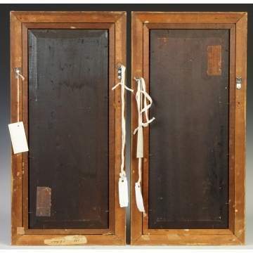 Two Paintings on Wood Panel of Herons