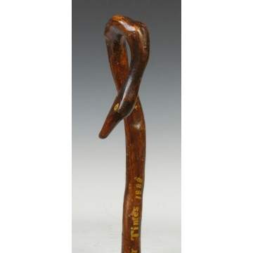 Carved Wood Cane w/Bird Head