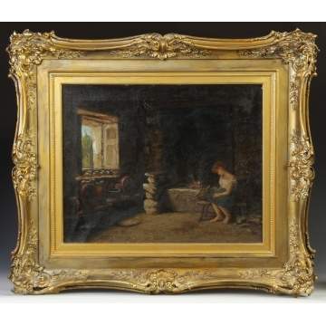 Burr Nicholls (American, 1848-1915) Young girl near fire