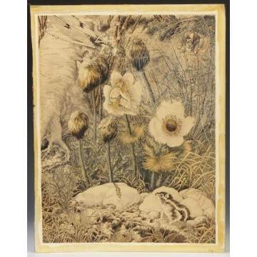 William Elliott Dold (American 1889-1957) Pen & Ink  Fairy Tale Drawing