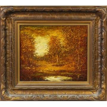 Hudson Mindell Kitchell (American, 1862-1944) Autumn landscape w/stream
