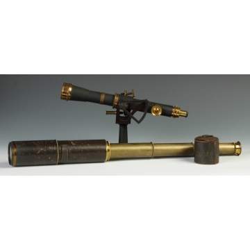 19th cent. Telescope Together w/Engineer's Scope