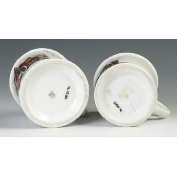 Two Vintage Occupational Shaving Mugs - Automobile & Fire Pumper