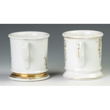 Two Vintage Occupational Shaving Mugs w/Horse Drawn Carts