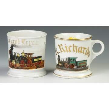 Two Vintage Occupational Locomotive Shaving Mugs