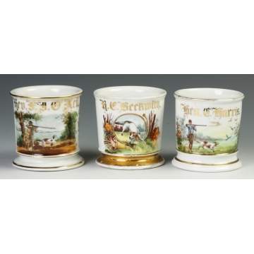 Two Vintage Hunting Occupational Shaving Mugs
