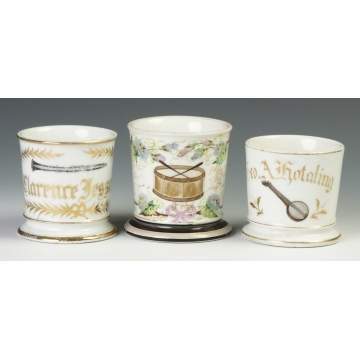 3 Vintage Musician Occupational Shaving Mugs