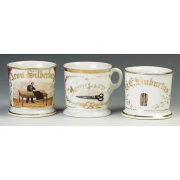 Group of Three Vintage Tailor's Occupational Shaving Mugs