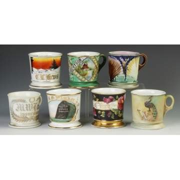 Seven Vintage Various Occupational Shaving Mugs