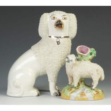Staffordshire Dog & Sheep Spill Vase