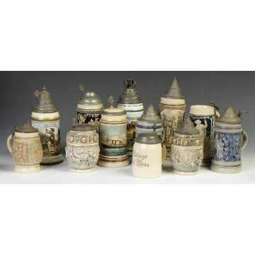 Large Group of Various German Steins