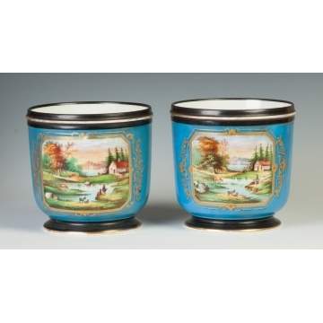Pair of Porcelain Hand Painted Paris JardiniÃ¨re