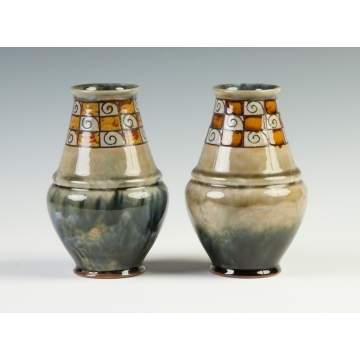 Pair of Hand Painted Royal Doulton Vases