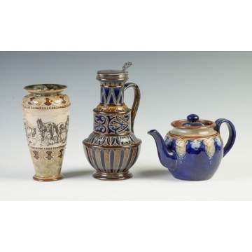 Three Royal Doulton Pieces w/Relief Decoration