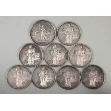 Nine Sterling Silver Agricultural Medals