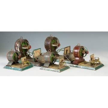 Hand Painted Tin Clockwork Engines