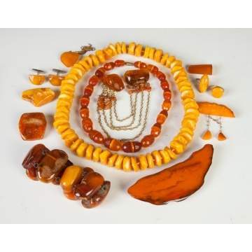 Group of Vintage Amber & Coral Jewelry