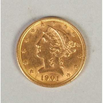 1901 Five Dollar Liberty Head Gold Piece