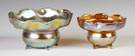 Tiffany  Footed Iridescent Bowls with Ruffled Tops